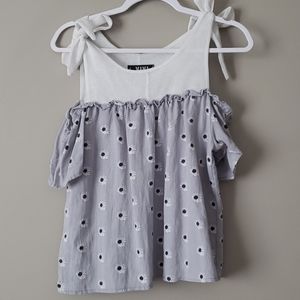 Off shoulder blouse with bow strap detail